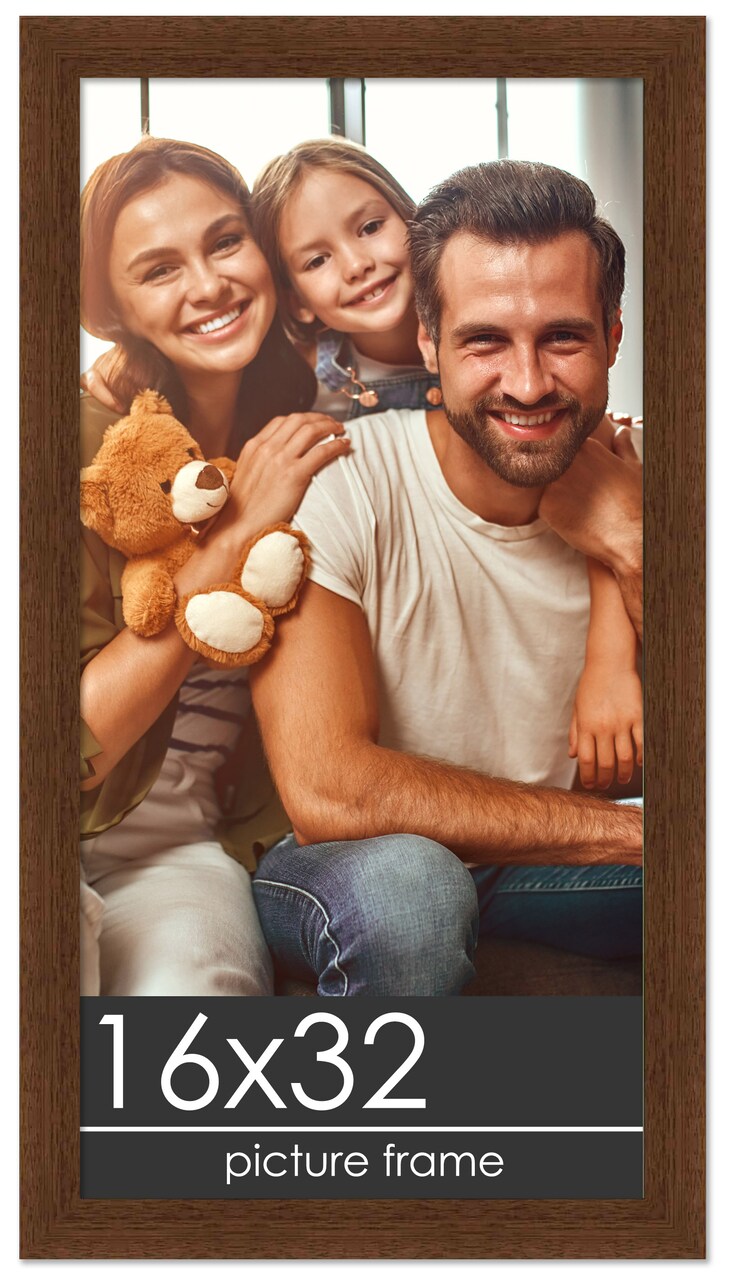 Panoramic Simple Brown Picture Frame - UV Acrylic, Foam Board Backing, Hanging Hardware